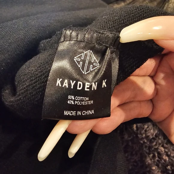 Kayden K Men's Black Pullover Hoodie Shortsleeve Black Sz Lg GUC - Picture 6 of 6